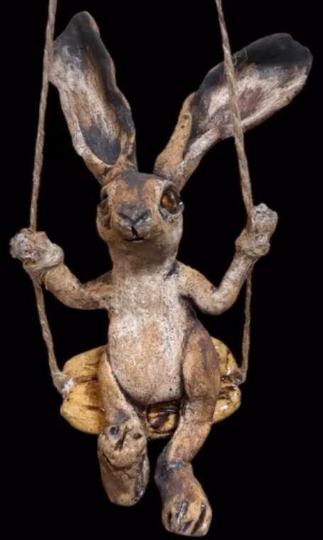 Hare on a Swing by Susan Zeppellini of BaseArt Hare on a Swing by Susan Zeppellini of BaseArt